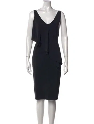 Pre-owned Chiara Boni V-neck Knee-length Dress In Black