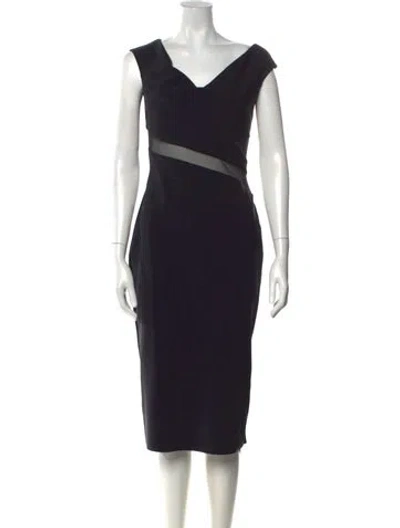 Pre-owned Chiara Boni V-neck Knee-length Dress In Black