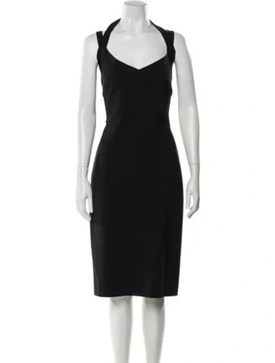 Pre-owned Chiara Boni V-neck Knee-length Dress In Blue