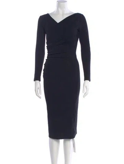 Pre-owned Chiara Boni V-neck Knee-length Dress In Blue