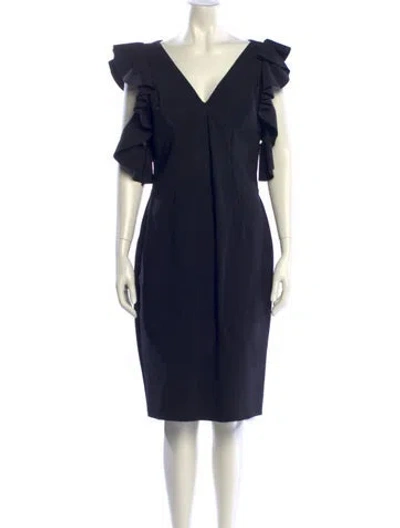 Pre-owned Chiara Boni V-neck Knee-length Dress In Blue