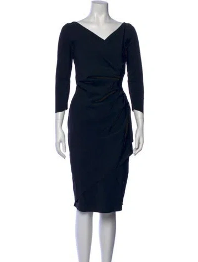 Pre-owned Chiara Boni V-neck Knee-length Dress In Blue