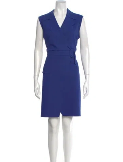 Pre-owned Chiara Boni V-neck Knee-length Dress In Blue