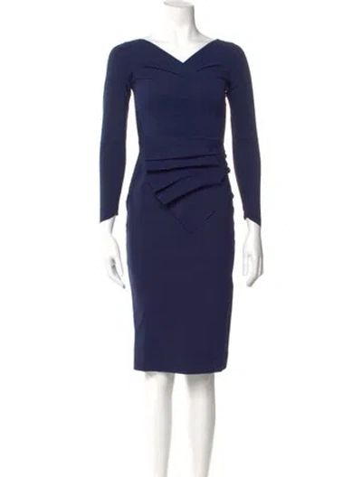 Pre-owned Chiara Boni V-neck Knee-length Dress In Blue