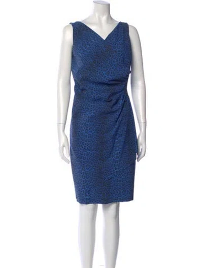 Pre-owned Chiara Boni V-neck Knee-length Dress In Blue