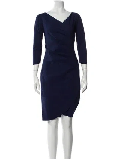 Pre-owned Chiara Boni V-neck Knee-length Dress In Blue