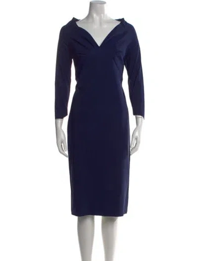Pre-owned Chiara Boni V-neck Knee-length Dress In Blue
