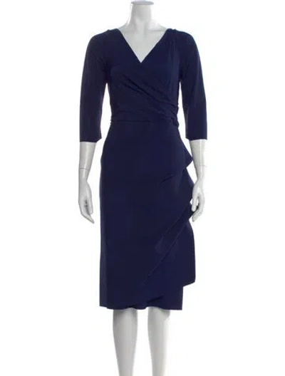 Pre-owned Chiara Boni V-neck Knee-length Dress In Blue