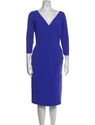 Pre-owned Chiara Boni V-neck Knee-length Dress In Blue