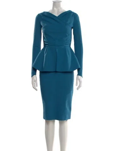 Pre-owned Chiara Boni V-neck Knee-length Dress In Blue