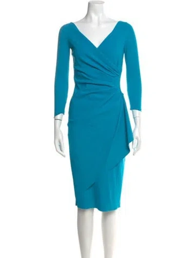 Pre-owned Chiara Boni V-neck Knee-length Dress In Blue