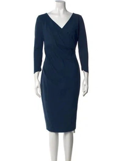 Pre-owned Chiara Boni V-neck Knee-length Dress In Blue
