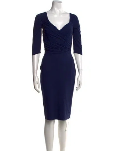 Pre-owned Chiara Boni V-neck Knee-length Dress In Blue
