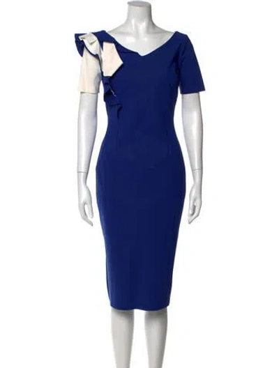 Pre-owned Chiara Boni V-neck Knee-length Dress In Blue
