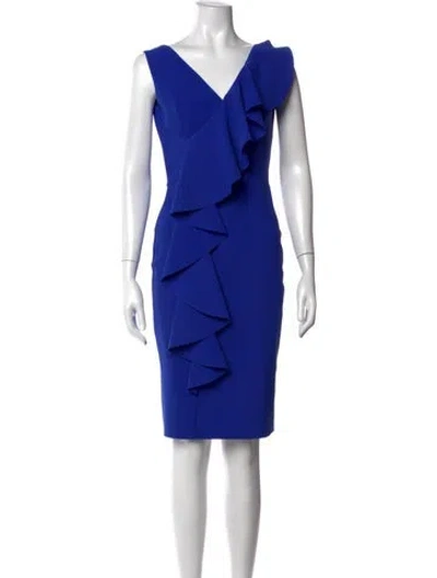 Pre-owned Chiara Boni V-neck Knee-length Dress In Blue