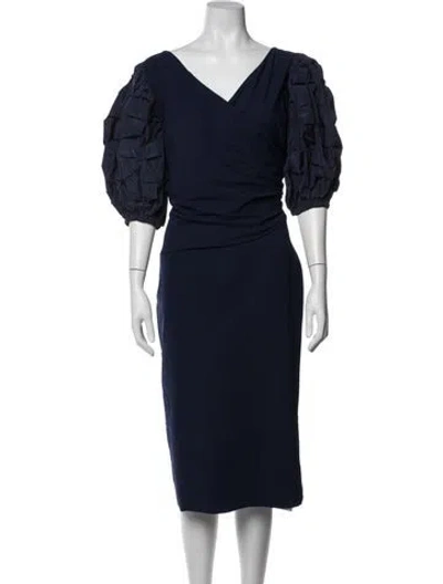 Pre-owned Chiara Boni V-neck Knee-length Dress In Blue
