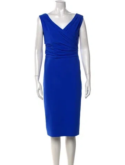 Pre-owned Chiara Boni V-neck Knee-length Dress In Blue
