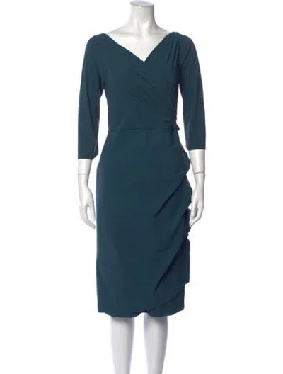 Pre-owned Chiara Boni V-neck Knee-length Dress In Blue