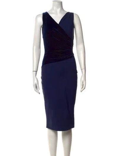 Pre-owned Chiara Boni V-neck Knee-length Dress In Blue