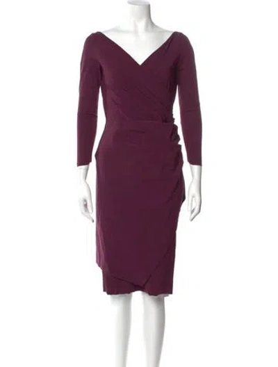 Pre-owned Chiara Boni V-neck Knee-length Dress In Burgundy