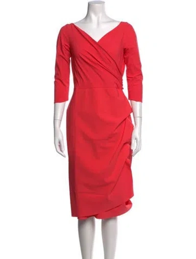 Pre-owned Chiara Boni V-neck Knee-length Dress In Orange