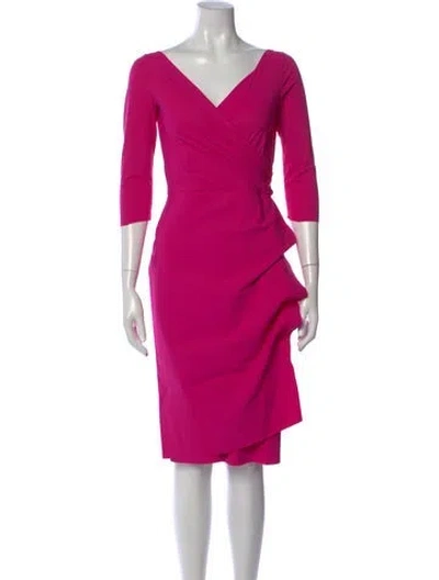 Pre-owned Chiara Boni V-neck Knee-length Dress In Pink