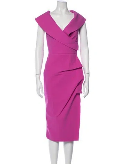 Pre-owned Chiara Boni V-neck Knee-length Dress In Pink