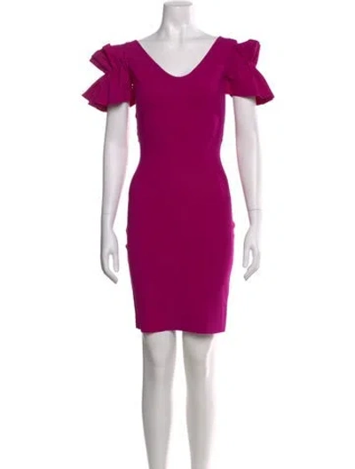 Pre-owned Chiara Boni V-neck Knee-length Dress In Purple