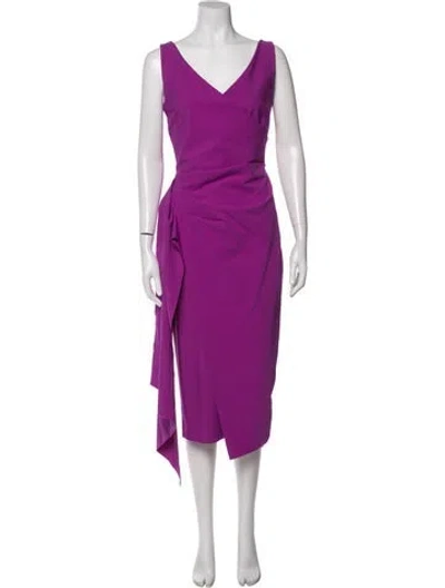 Pre-owned Chiara Boni V-neck Knee-length Dress In Purple