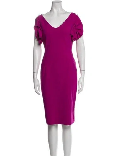 Pre-owned Chiara Boni V-neck Knee-length Dress In Purple