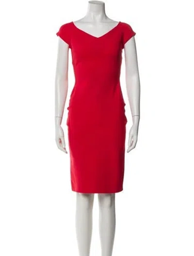 Pre-owned Chiara Boni V-neck Knee-length Dress In Red