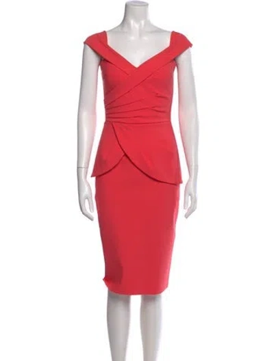 Pre-owned Chiara Boni V-neck Knee-length Dress In Red