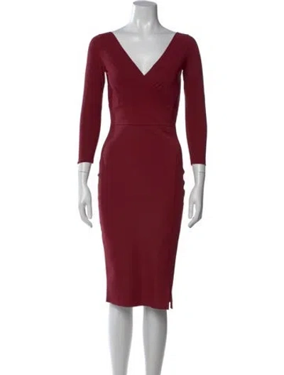 Pre-owned Chiara Boni V-neck Knee-length Dress In Red