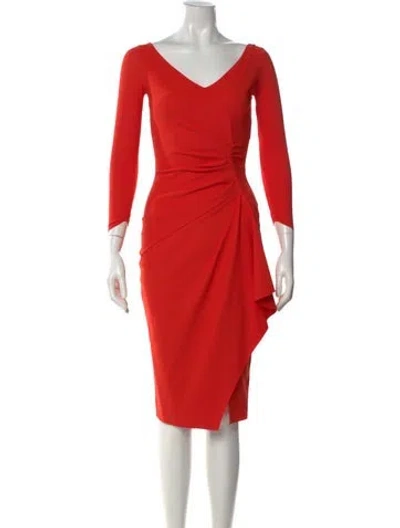 Pre-owned Chiara Boni V-neck Knee-length Dress In Red