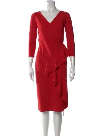 Pre-owned Chiara Boni V-neck Knee-length Dress In Red