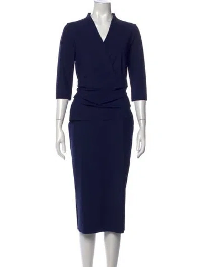 Pre-owned Chiara Boni V-neck Knee-length Dress W/ Tags In Blue