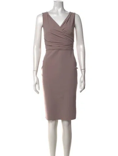 Pre-owned Chiara Boni V-neck Knee-length Dress W/ Tags In Neutrals