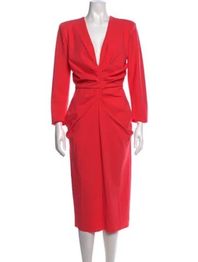 Pre-owned Chiara Boni V-neck Knee-length Dress W/ Tags In Orange