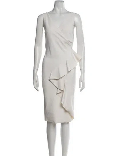 Pre-owned Chiara Boni V-neck Knee-length Dress In White
