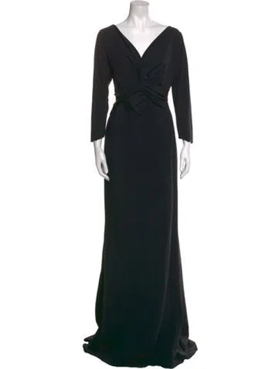 Pre-owned Chiara Boni V-neck Long Dress In Black