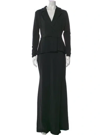 Pre-owned Chiara Boni V-neck Long Dress In Black