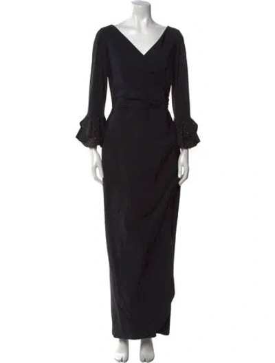 Pre-owned Chiara Boni V-neck Long Dress In Black