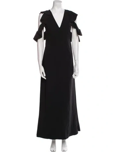 Pre-owned Chiara Boni V-neck Long Dress In Black