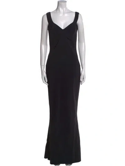 Pre-owned Chiara Boni V-neck Long Dress In Black