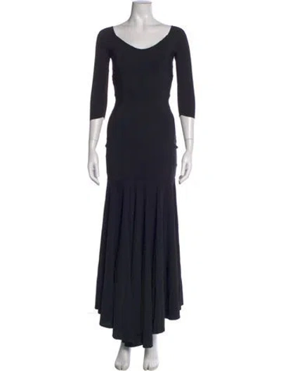 Pre-owned Chiara Boni V-neck Long Dress In Black