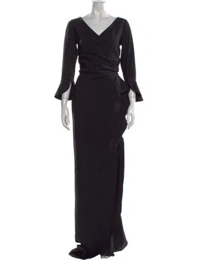 Pre-owned Chiara Boni V-neck Long Dress In Black