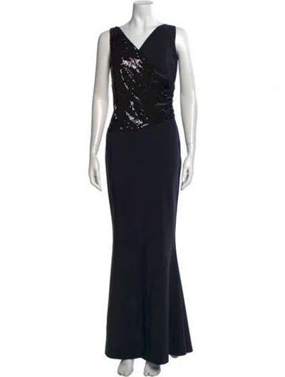 Pre-owned Chiara Boni V-neck Long Dress In Black