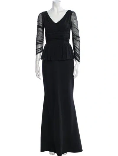 Pre-owned Chiara Boni V-neck Long Dress In Black