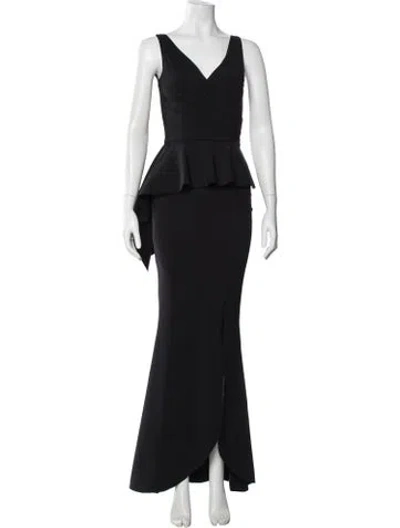 Pre-owned Chiara Boni V-neck Long Dress In Black