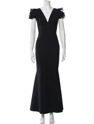Pre-owned Chiara Boni V-neck Long Dress In Black